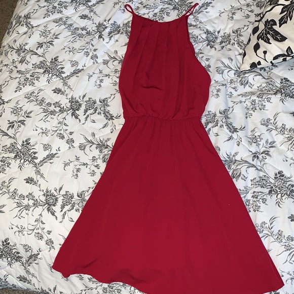 Small Lush Formal Midi Red Dress - Picture 1 of 3